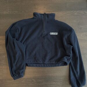 ADIDAS ORIGINALS RETRO LUXURY 1/4 ZIP
CROPPED SWEATER NAVY BLUE S FLEECE